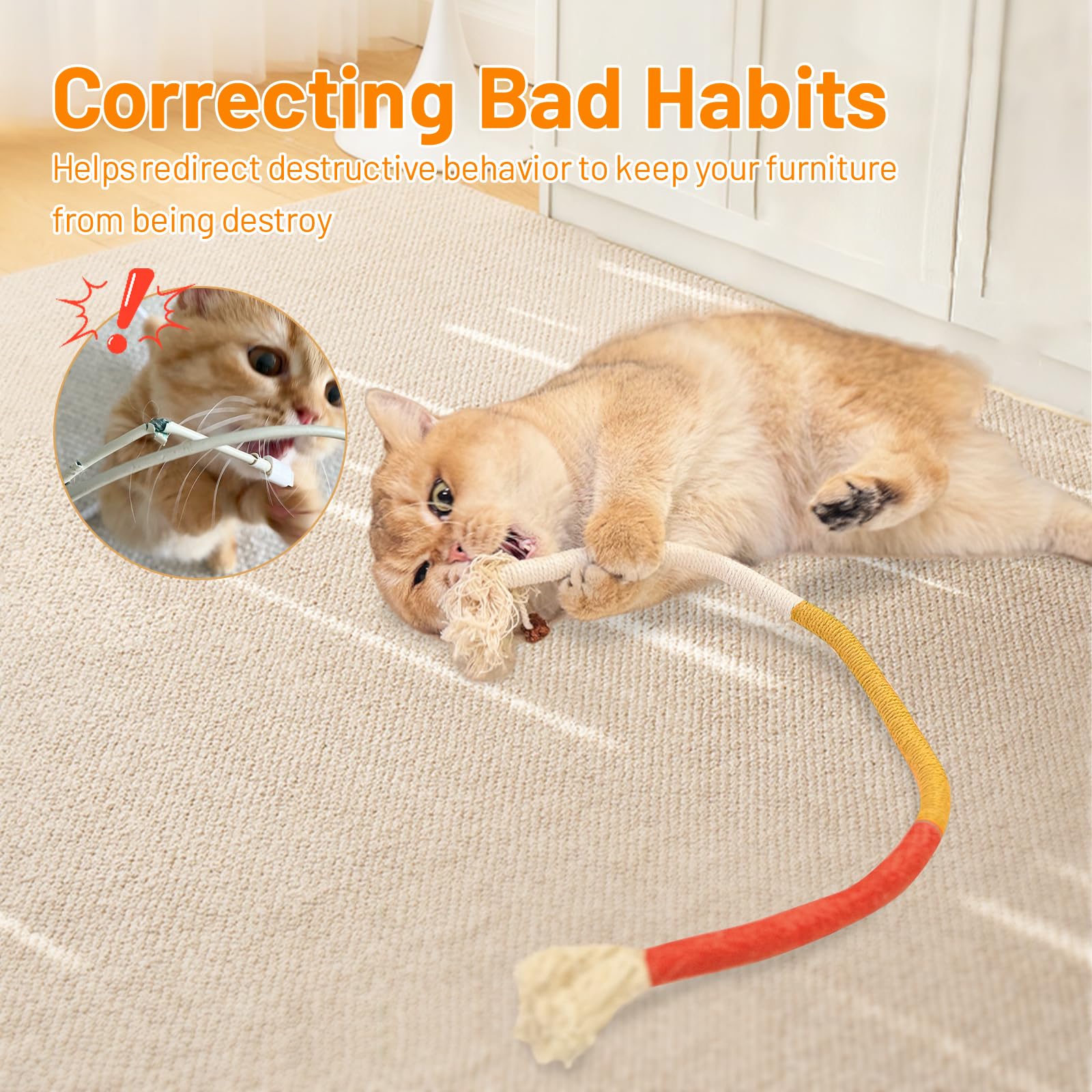 Gochanmon Cat Toys Chew Ropes,3Pcs Natural Catnip Chewing Rope,Safe Teeth Cleaning Toy For Indoor Kittens,Interactive Cat Nip Ki